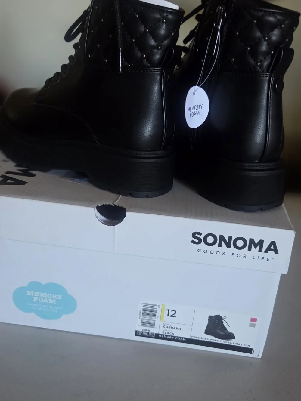 SONOMA Black Quilted Combat Boots